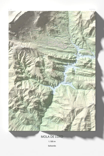 Mapa de relieve de Mola de Lord, 1189 m, Solsonès, lámina 100 Cims de Trobart 61 × 91 cm.
