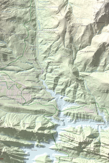 Mapa de relieve de Mola de Lord, 1189 m, Solsonès, lámina 100 Cims de Trobart. Detalle de la zona superior derecha. 61 × 91 cm.