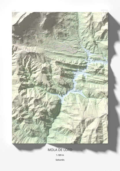 Mapa de relieve de Mola de Lord, 1189 m, Solsonès, lámina 100 Cims de Trobart 70 × 100 cm.