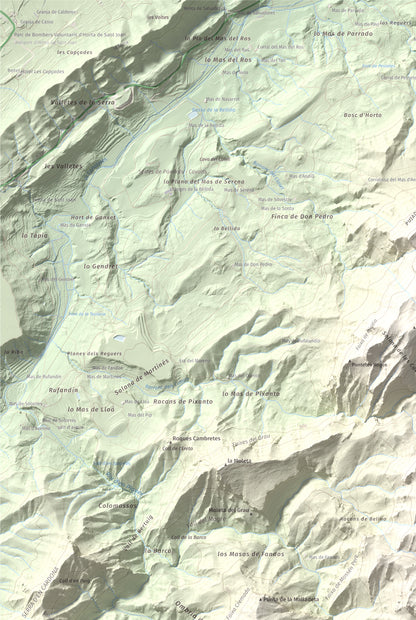 Mapa de relieve de Moleta de les Canals, 1070 m, Baix Ebre · Terra Alta, lámina 100 Cims de Trobart. Detalle de la zona superior izquierda. 61 × 91 cm.