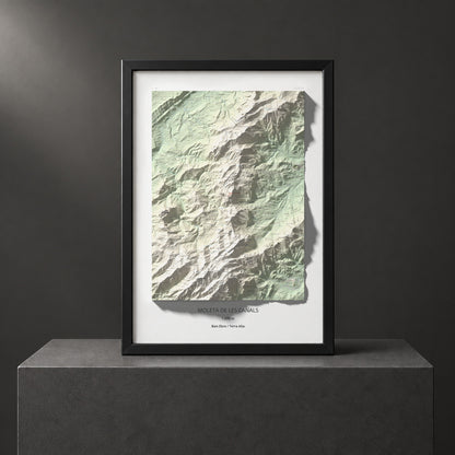 Mapa de relieve de Moleta de les Canals, 1070 m, Baix Ebre · Terra Alta, lámina 100 Cims de Trobart. Presentación enmarcada. 70 × 100 cm.