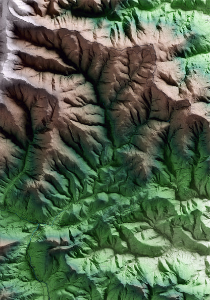 Mapa artístico del relieve de Molló, al Ripollès, con 15 km de entorno y base topográfica ICGC