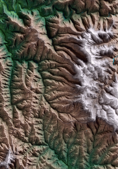 Mapa artístico del relieve de Monistrol de Calders, al Moianès, con 15 km de entorno y base topográfica ICGC. Detalle de la zona inferior derecha.