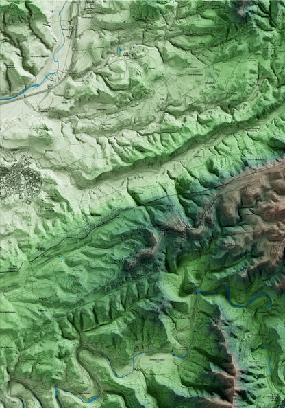 Mapa artístico del relieve de Monistrol de Calders, al Moianès, con 15 km de entorno y base topográfica ICGC. Detalle de la zona superior izquierda.
