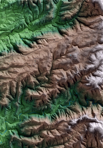 Mapa artístico del relieve de Monistrol de Calders, al Moianès, con 15 km de entorno y base topográfica ICGC. Detalle de la zona superior derecha.