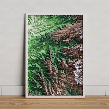 Mapa artístico del relieve de Monistrol de Calders, al Moianès, con 15 km de entorno y base topográfica ICGC. Presentación enmarcada.