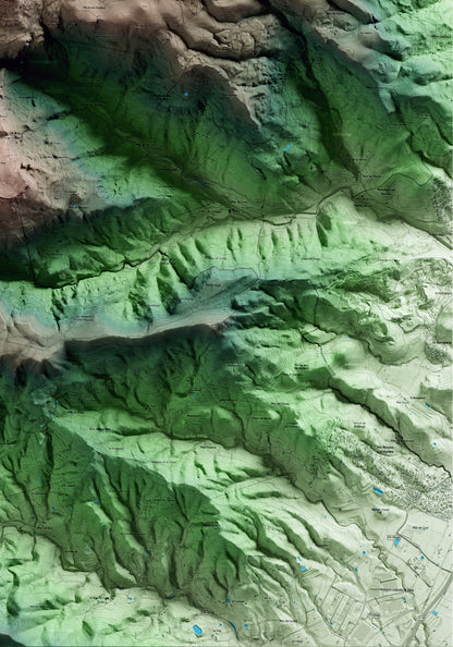 Mapa artístico del relieve de Mont-ral, al Alt Camp, con 15 km de entorno y base topográfica ICGC. Detalle de la zona inferior derecha.