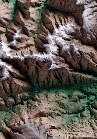 Mapa artístico del relieve de Mont-ral, al Alt Camp, con 15 km de entorno y base topográfica ICGC. Detalle de la zona superior izquierda.