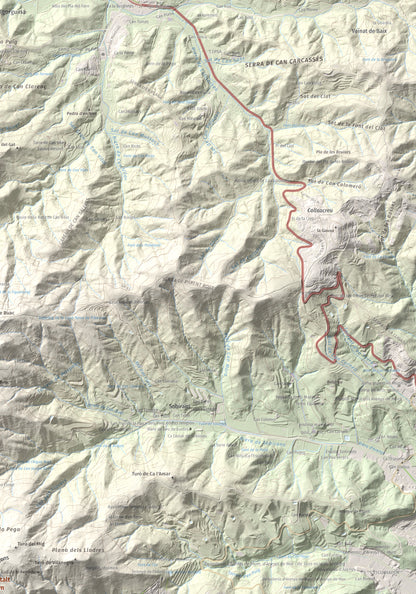 Mapa de relieve de Montalt, 597 m, Maresme, lámina 100 Cims de Trobart. Detalle de la zona superior derecha. 70 × 100 cm.