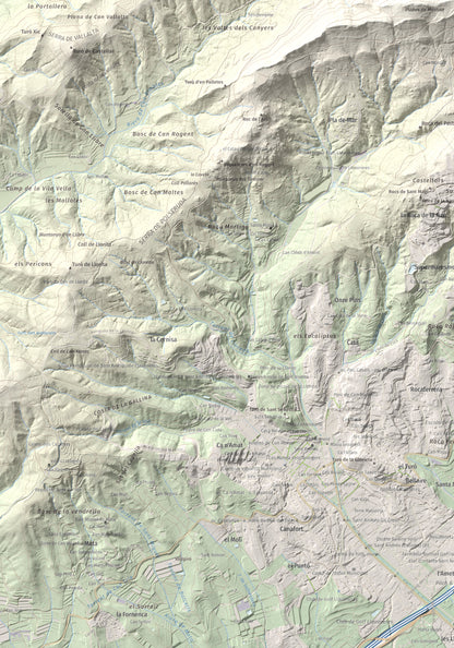 Mapa de relieve de Montalt, 597 m, Maresme, lámina 100 Cims de Trobart. Detalle de la zona inferior izquierda. 70 × 100 cm.
