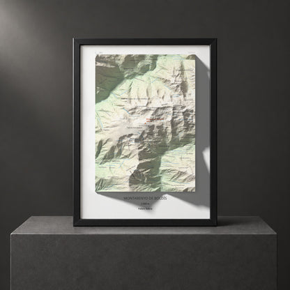 Mapa de relieve de Montarenyo de Boldís, 2593 m, Pallars Sobirà, lámina 100 Cims de Trobart. Presentación enmarcada. 30 × 40 cm.
