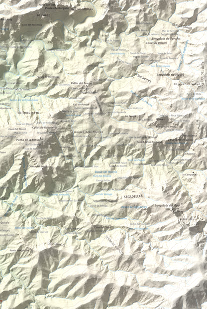 Mapa de relieve de Montaspre, 528 m, Baix Ebre, lámina 100 Cims de Trobart. Detalle de la zona superior derecha. 61 × 91 cm.