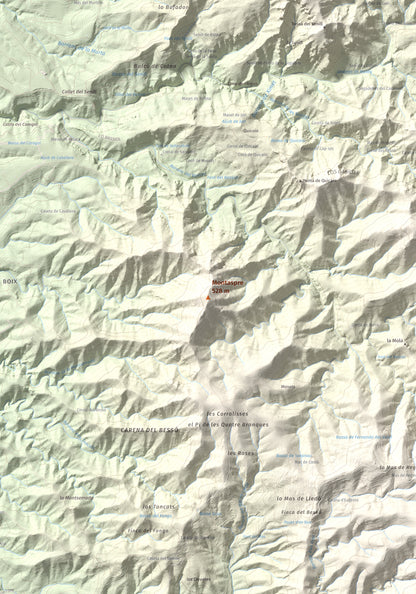 Mapa de relieve de Montaspre, 528 m, Baix Ebre, lámina 100 Cims de Trobart. Detalle de la zona central. 70 × 100 cm.