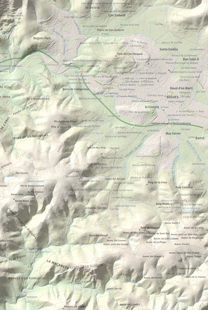 Mapa topogràfic del relleu: Montau, 658 m. Detall de la zona inferior dreta. 61 × 91 cm.