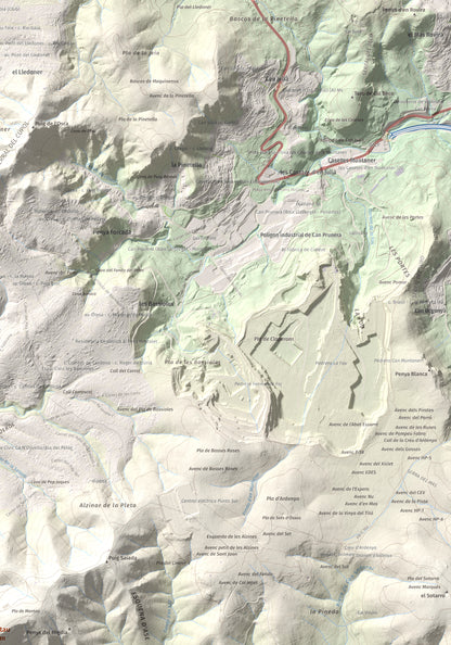 Mapa topogràfic del relleu: Montau, 658 m. Detall de la zona superior dreta. 70 × 100 cm.