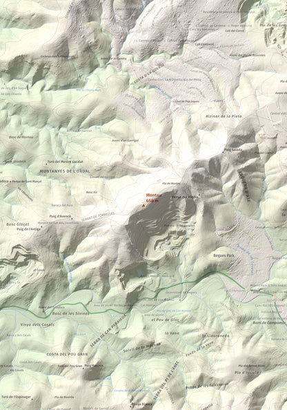 Mapa topogràfic del relleu: Montau, 658 m. Detall de la zona central. 70 × 100 cm.