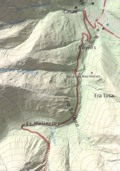 Mapa de relieve de Montcorbison, 2173 m, Val d'Aran, lámina 100 Cims de Trobart. Detalle de la zona inferior derecha. 21 × 30 cm.