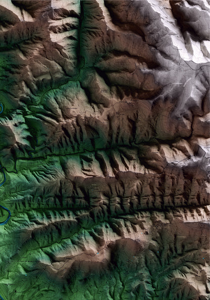 Mapa artístico del relieve de Montesquiu, a Osona, con 15 km de entorno y base topográfica ICGC. Detalle de la zona superior derecha.