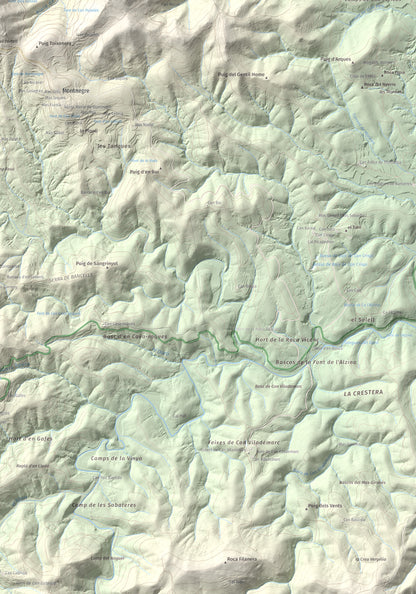 Mapa de relieve de Montigalar, 464 m, Gironès, lámina 100 Cims de Trobart. Detalle de la zona inferior derecha. 70 × 100 cm.