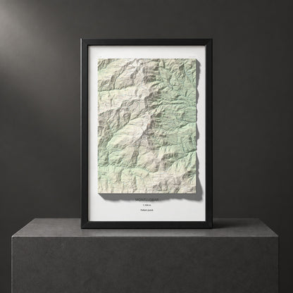 Mapa de relieve de Montllobar, 1104 m, Pallars Jussà, lámina 100 Cims de Trobart. Presentación enmarcada. 61 × 91 cm.