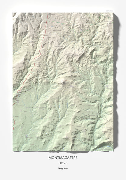 Mapa de relieve de Montmagastre, 762 m, Noguera, lámina 100 Cims de Trobart 70 × 100 cm.
