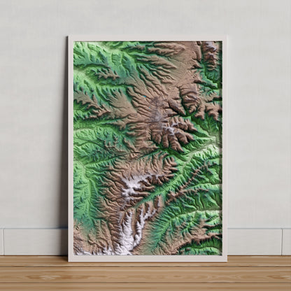 Mapa artístico del relieve de Montmaneu, al Anoia, con 15 km de entorno y base topográfica ICGC. Presentación enmarcada.