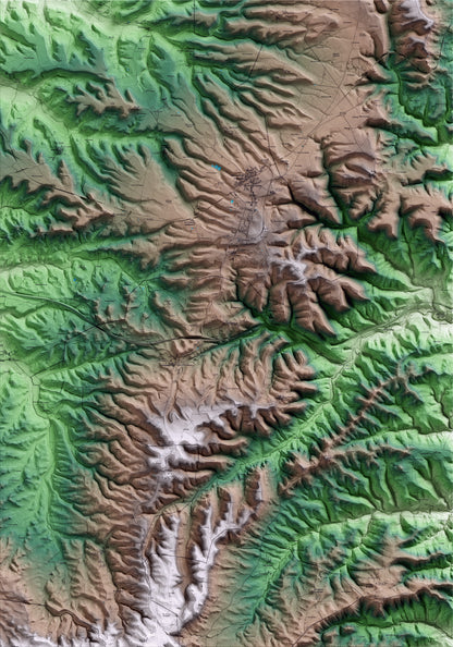 Mapa artístico del relieve de Montmaneu, al Anoia, con 15 km de entorno y base topográfica ICGC