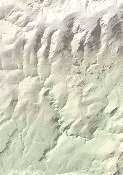 Mapa topográfico del relieve: Montolier de Perellós, 707 m. Detalle de la zona inferior izquierda. 70 × 100 cm.