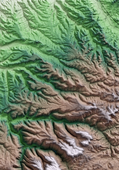 Mapa artístico del relieve de Montoliu de Segarra, a la Segarra, con 15 km de entorno y base topográfica ICGC