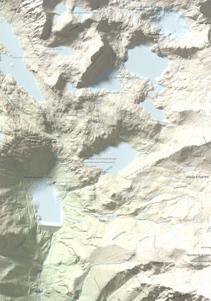 Mapa de relieve de Montsent de Pallars, 2883 m, Pallars Jussà · Pallars Sobirà, lámina 100 Cims de Trobart. Detalle de la zona superior izquierda. 70 × 100 cm.