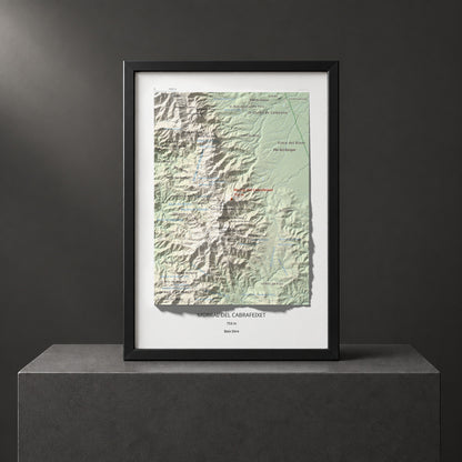 Mapa de relieve de Morral del Cabrafeixet, 753 m, Baix Ebre, lámina 100 Cims de Trobart. Presentación enmarcada. 21 × 30 cm.