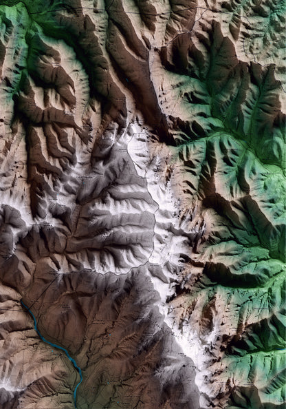 Mapa artístico del relieve de Mura, al Bages, con 15 km de entorno y base topográfica ICGC. Detalle de la zona inferior derecha.