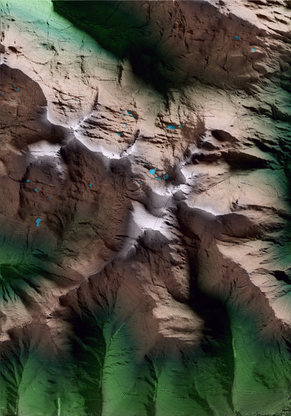 Mapa artístico del relieve de Naut Aran, al Aran, con 15 km de entorno y base topográfica ICGC. Detalle de la zona superior izquierda.