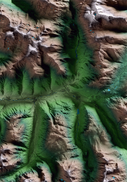 Mapa artístico del relieve de Naut Aran, al Aran, con 15 km de entorno y base topográfica ICGC