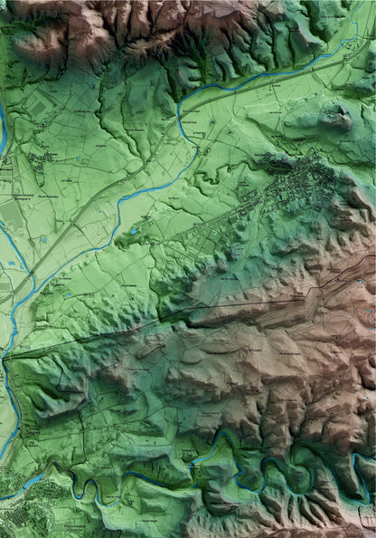 Mapa artístico del relieve de Navarcles, al Bages, con 15 km de entorno y base topográfica ICGC. Detalle de la zona superior derecha.
