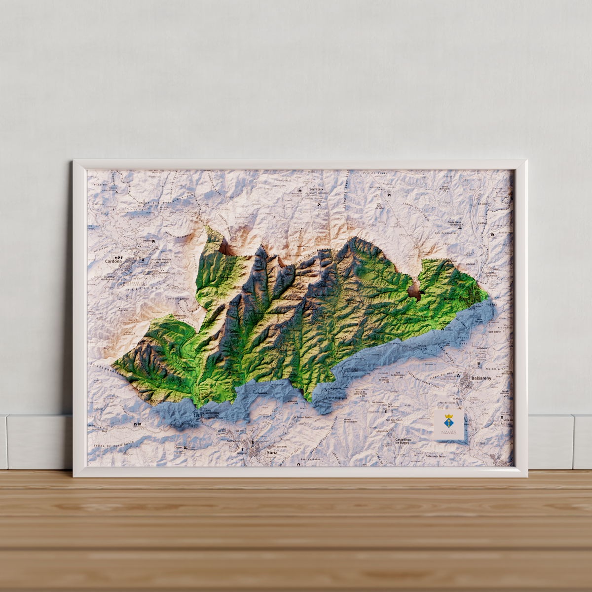 NAVÀS. Mapa topográfico artístico en color