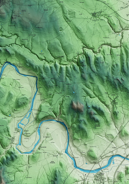Mapa artístico del relieve de Navata, al Alt Empordà, con 15 km de entorno y base topográfica ICGC. Detalle de la zona inferior derecha.
