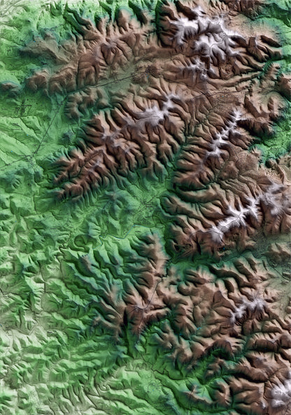 Mapa artístico del relieve de Olesa de Bonesvalls, al Alt Penedès, con 15 km de entorno y base topográfica ICGC
