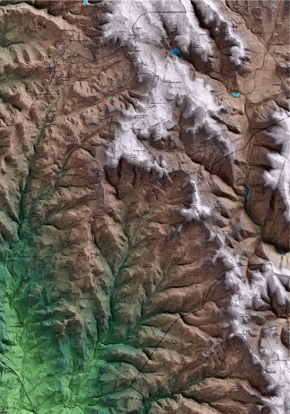 Mapa artístico del relieve de Olost, al Lluçanès, con 15 km de entorno y base topográfica ICGC. Detalle de la zona superior derecha.