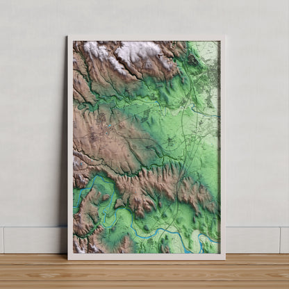 Mapa artístico del relieve de Ordis, al Alt Empordà, con 15 km de entorno y base topográfica ICGC. Presentación enmarcada.