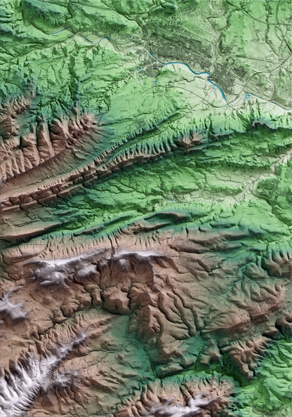 Mapa artístico del relieve de Orpí, al Anoia, con 15 km de entorno y base topográfica ICGC
