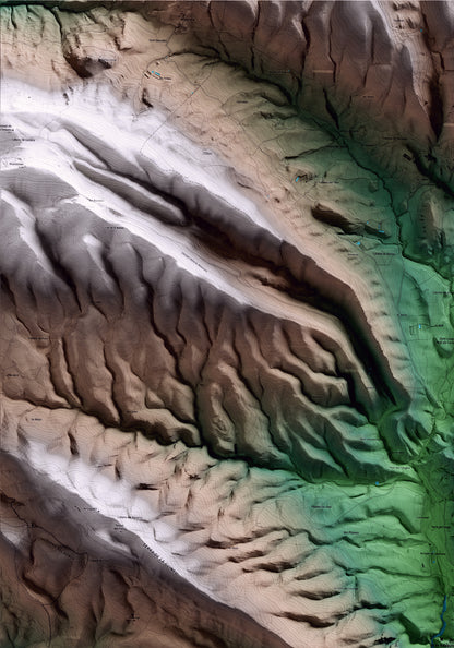 Mapa artístico del relieve de Os de Balaguer, a la Noguera, con 15 km de entorno y base topográfica ICGC. Detalle de la zona superior izquierda.