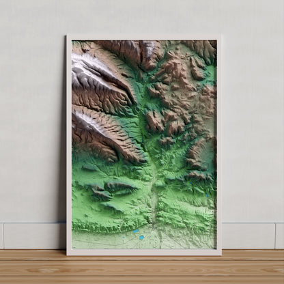 Mapa artístico del relieve de Os de Balaguer, a la Noguera, con 15 km de entorno y base topográfica ICGC. Presentación enmarcada.