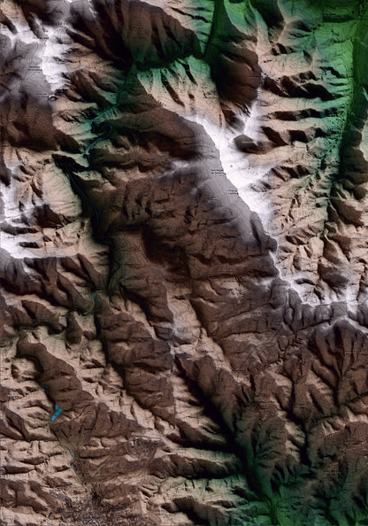 Mapa artístico del relieve de Osor, a la Selva, con 15 km de entorno y base topográfica ICGC. Detalle de la zona inferior izquierda.