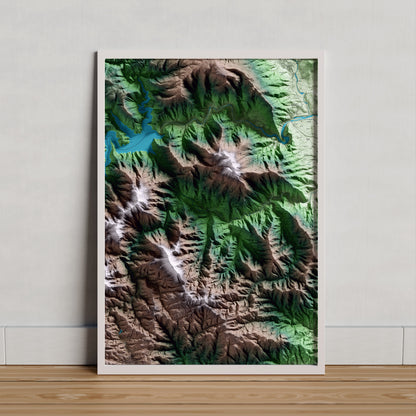 Mapa artístico del relieve de Osor, a la Selva, con 15 km de entorno y base topográfica ICGC. Presentación enmarcada.