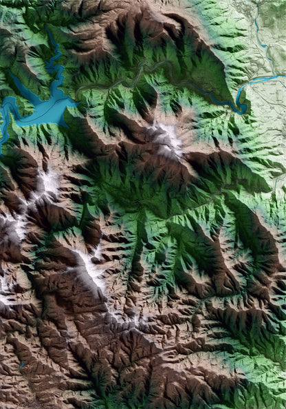 Mapa artístico del relieve de Osor, a la Selva, con 15 km de entorno y base topográfica ICGC