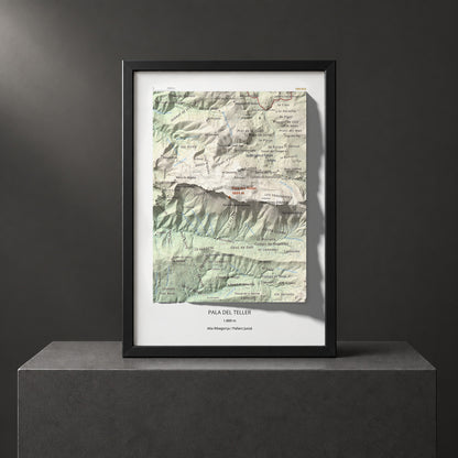 Mapa de relieve de Pala del Teller, 1889 m, Alta Ribagorça · Pallars Jussà, lámina 100 Cims de Trobart. Presentación enmarcada. 21 × 30 cm.
