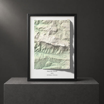 Mapa de relieve de Pala del Teller, 1889 m, Alta Ribagorça · Pallars Jussà, lámina 100 Cims de Trobart. Presentación enmarcada. 50 × 70 cm.