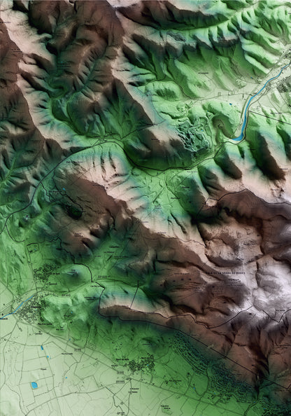 Mapa artístico del relieve de Palau-saverdera, al Alt Empordà, con 15 km de entorno y base topográfica ICGC. Detalle de la zona superior izquierda.