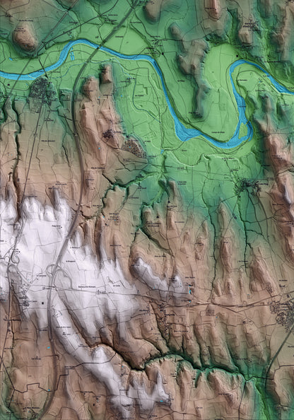 Mapa artístico del relieve de Palau de Santa Eulàlia, al Alt Empordà, con 15 km de entorno y base topográfica ICGC. Detalle de la zona inferior izquierda.